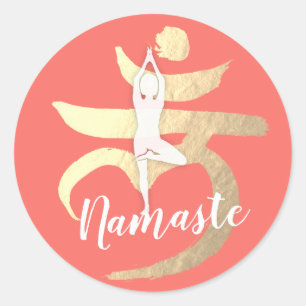 Sticker Rond SYMBOLE Yoga Studio Instructeur Méditation Racine 