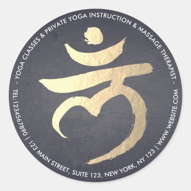 Sticker Rond SYMBOLE Yoga Studio Instructeur Méditation Racine  (Devant)
