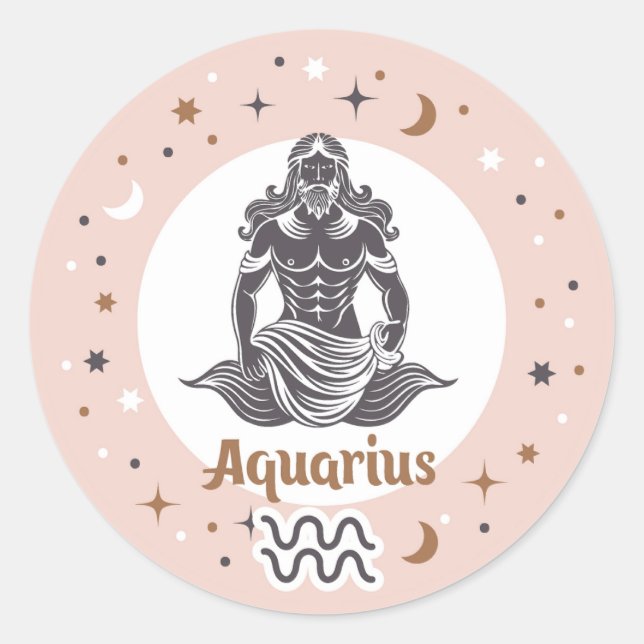 Sticker Rond SYMBOLE Zodiaque Aquarius (Devant)