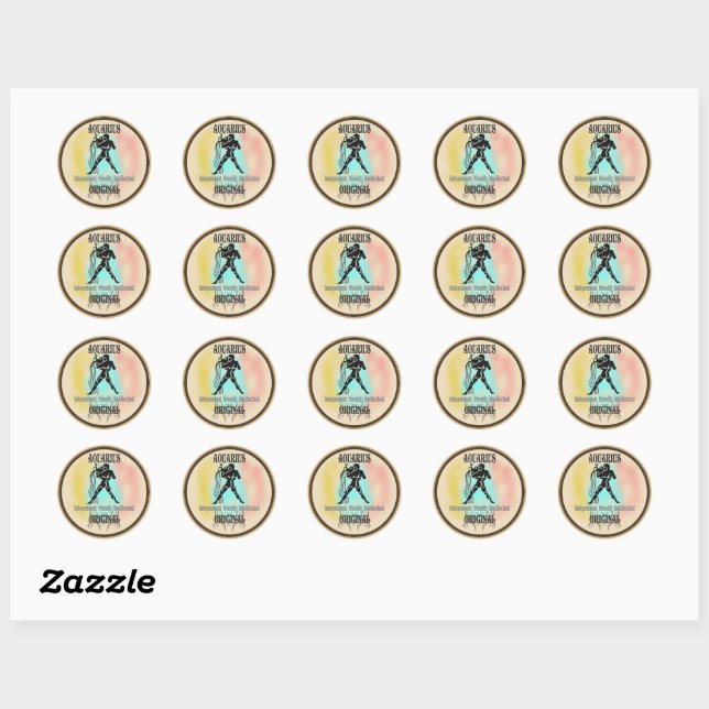 Sticker Rond SYMBOLE Zodiaque Aquarius (Feuille)