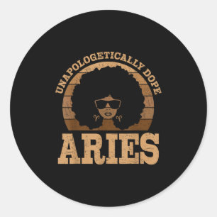 Sticker Rond Symbole Zodiaque de la femme noire Aries Queen Afr
