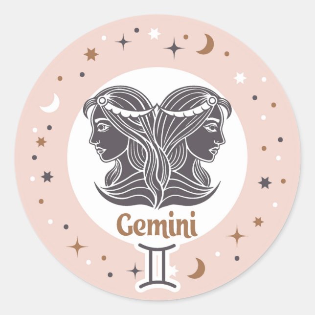 Sticker Rond SYMBOLE Zodiaque Gemini (Devant)