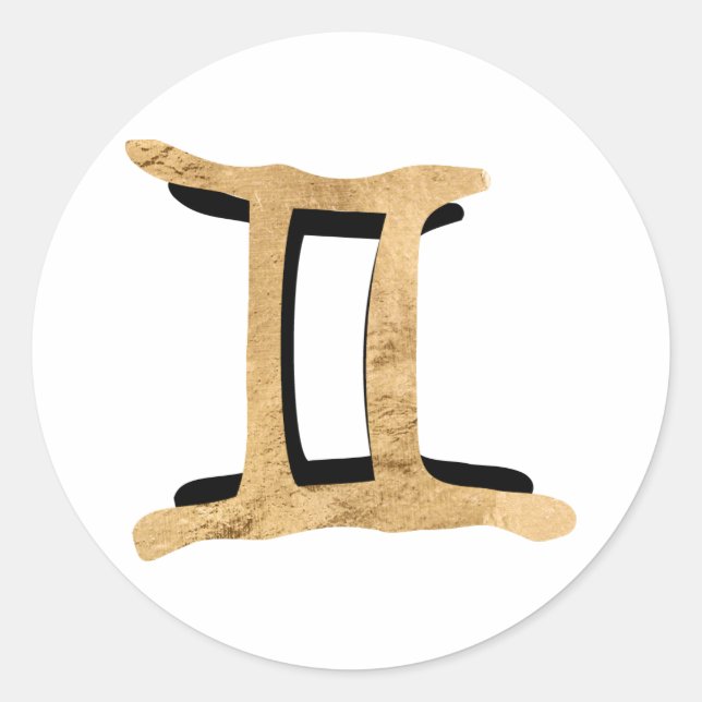 Sticker Rond Symbole zodiaque Gemini Twins texture or noir (Devant)