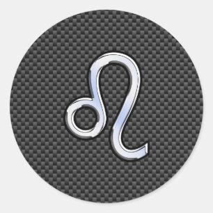 Sticker Rond Symbole Zodiaque Leo d'argent sur l'impression de