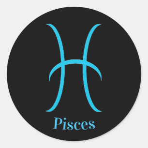 Sticker Rond Symbole Zodiaque Noir Pisces