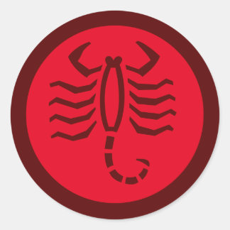 Sticker Rond SYMBOLE Zodiaque Scorpio Rouge