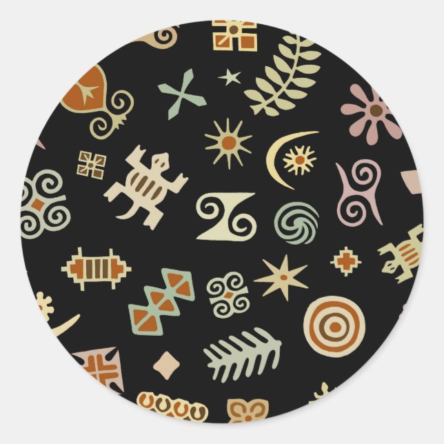 Sticker Rond Symboles africains Adinkra (Devant)