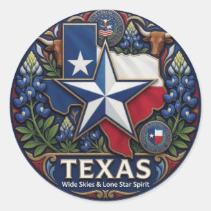 Sticker Rond Symboles de la Lone Star du Texas et fierté de l'É