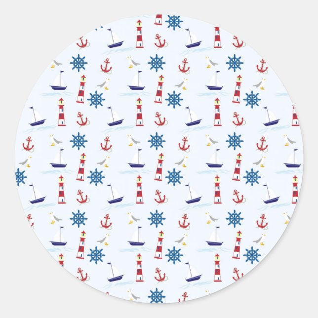 Sticker Rond Symboles de la mer cool (Devant)