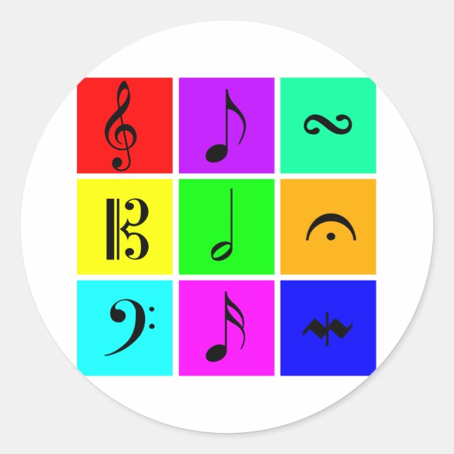 Sticker Rond symboles de musique vive (Devant)