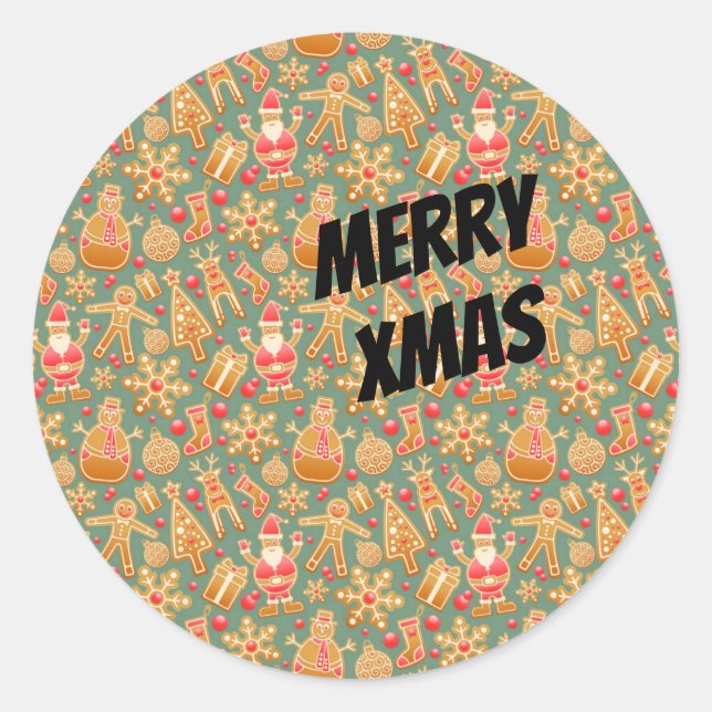 Sticker Rond Symboles de Noël heureux (Devant)