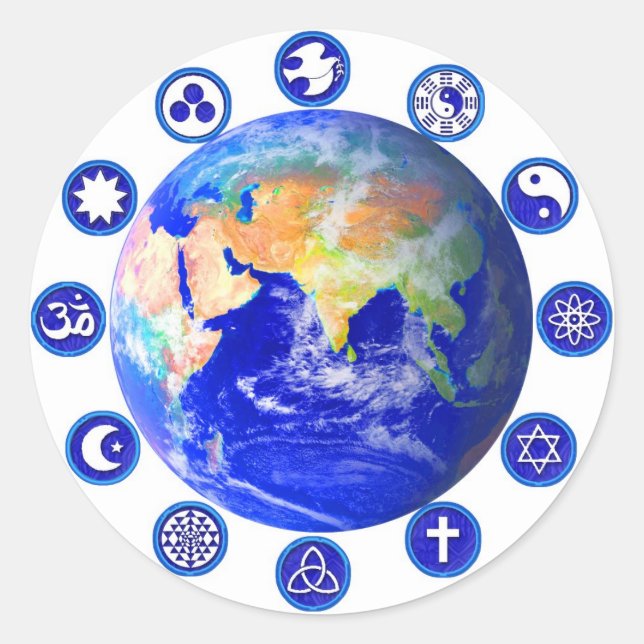 Sticker Rond Symboles de paix et d'unité (Devant)