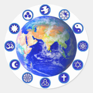 Sticker Rond Symboles de paix et d'unité