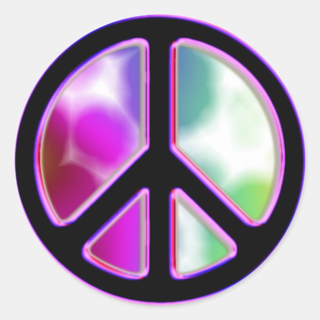 Sticker Rond Symboles de paix Tie Dye (Devant)