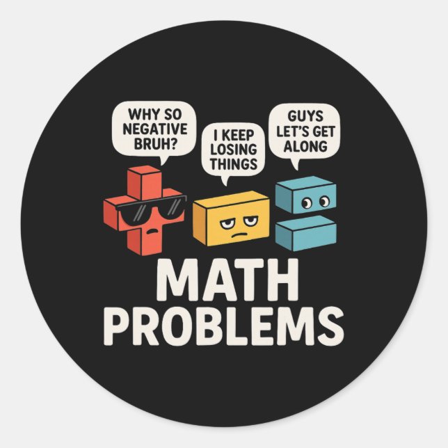 Sticker Rond Symboles de problèmes mathématiques Prof de maths  (Devant)