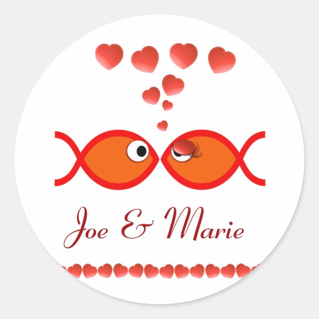 Sticker Rond Symboles de Saint-Valentin - Orange v1 (Devant)
