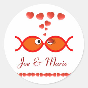 Sticker Rond Symboles de Saint-Valentin - Orange v1