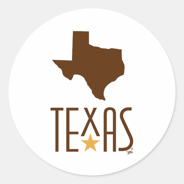 Sticker Rond Symboles du Texas, État du Texas, marron (Devant)