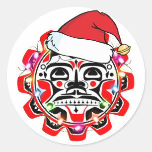 Sticker Rond Symboles haïdas Haida Canadian Native American