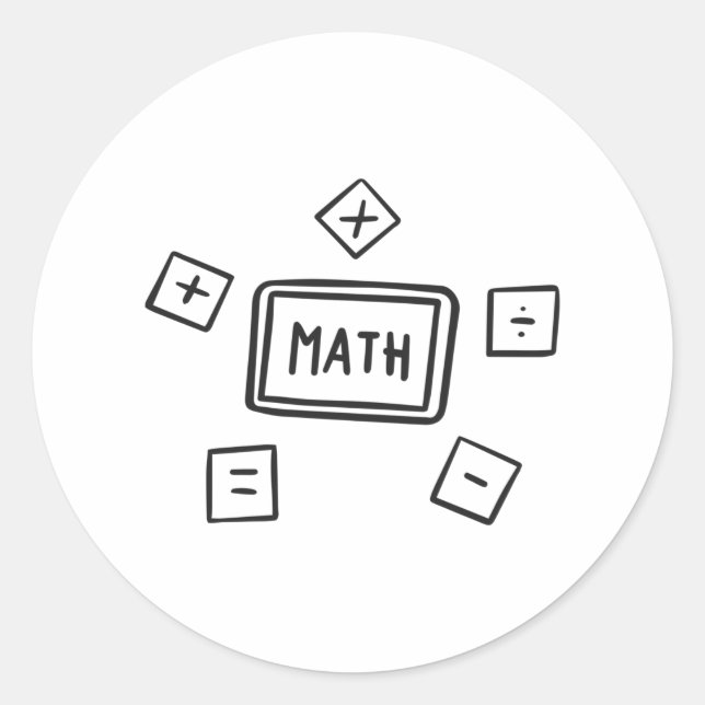 Sticker Rond Symboles mathématiques pour enfants (Devant)