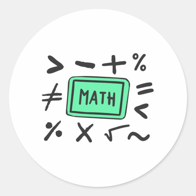 Sticker Rond Symboles mathématiques pour les élèves et les pare (Devant)