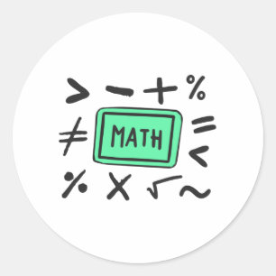 Sticker Rond Symboles mathématiques pour les élèves et les pare