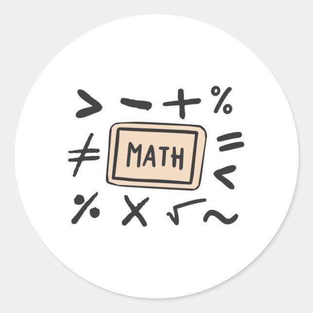 Sticker Rond Symboles mathématiques pour les élèves et les pare (Devant)