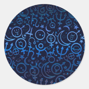 Sticker Rond Symboles planétaires Bleus Planètes Universelles M