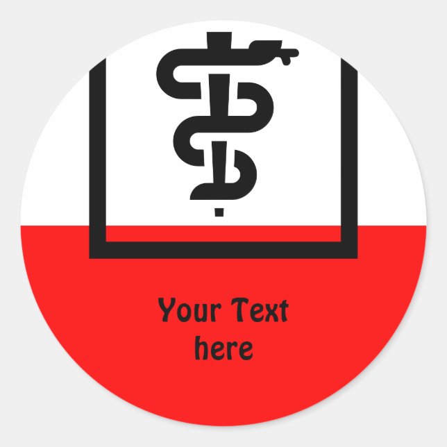 Sticker Rond Symboles simples - Barre d'Asclepius + vos idées (Devant)