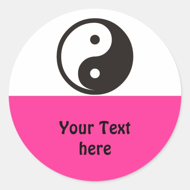 Sticker Rond Symboles simples - Yin & Yang + votre texte et vos (Devant)