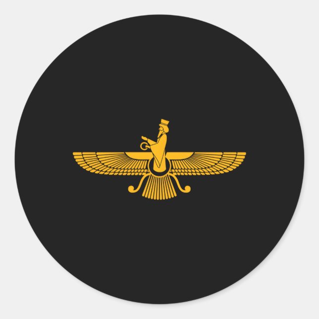 Sticker Rond Symboles spirituels de Faravahar Zarathustra Iran (Devant)