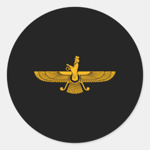 Sticker Rond Symboles spirituels de Faravahar Zarathustra Iran