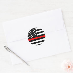 Sticker Rond Symbolic mince Red Line American Flag graphique su