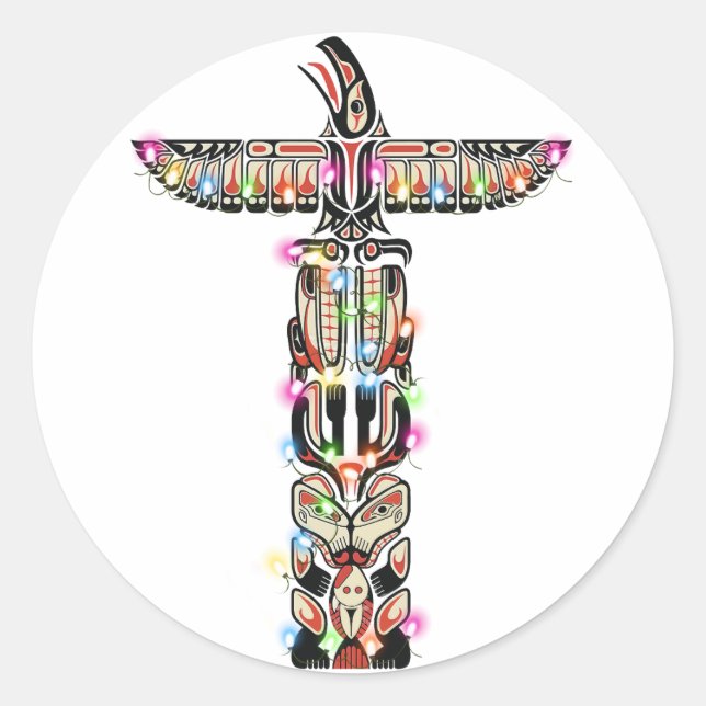 Sticker Rond Symbolisme des Thunderbird Haida Nation autochtone (Devant)