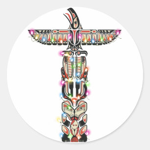 Sticker Rond Symbolisme des Thunderbird Haida Nation autochtone