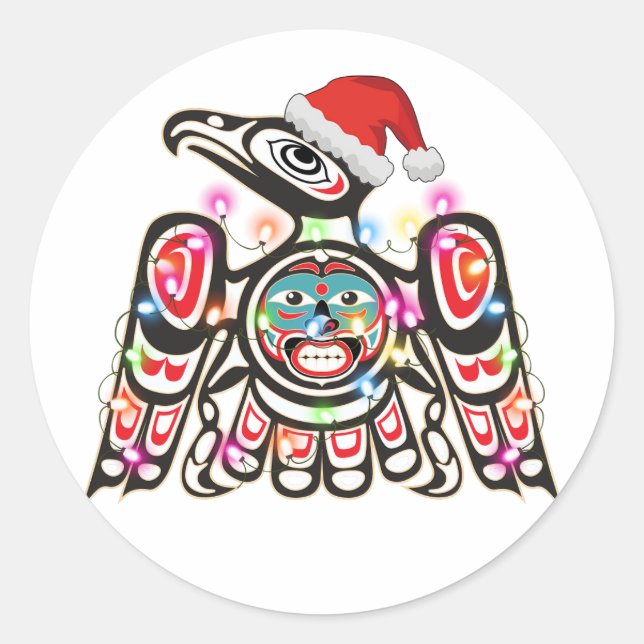 Sticker Rond Symbolisme Thunderbird Haida Orament Cibler Christ (Devant)