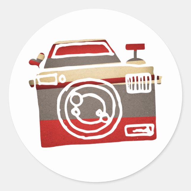 Sticker Rond Sympa Camera Amour Coeur Photographie Partie Graph (Devant)