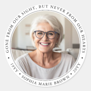 Sticker Rond Sympathie funéraire personnalisée Souvenir Photo c