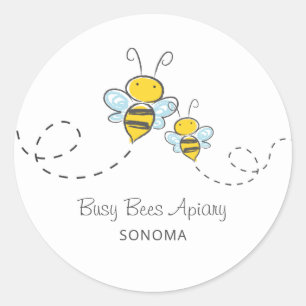 Sticker Rond Sympathique Main Draey Bees Apiary Beekeeper Logo