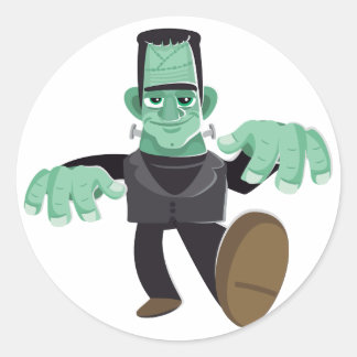 Sticker Rond Sympathique sourire Frankenstein's Monster Walking