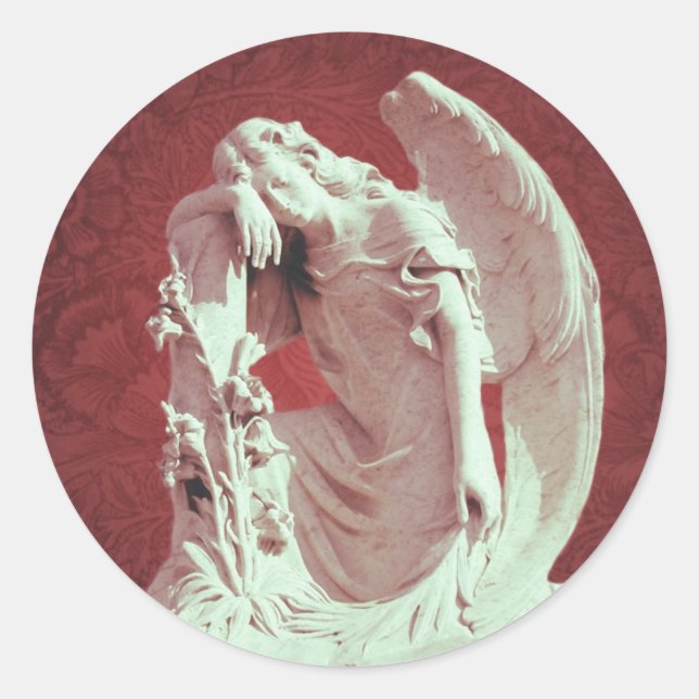 Sticker Rond sympathy cemetery memorial Gappweeping Angel (Devant)