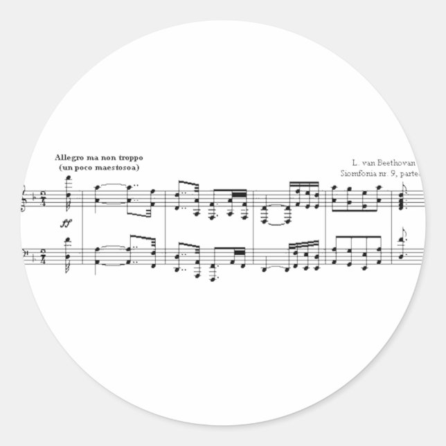 Sticker Rond Symphonie Beethoven #9 (Noir) (Devant)