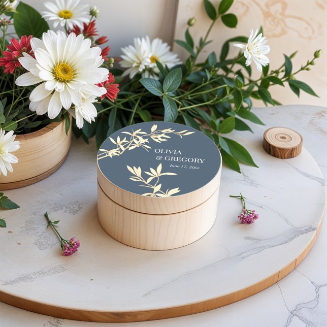 Sticker Rond Symphonie florale intemporelle en bleu (Créateur téléchargé)