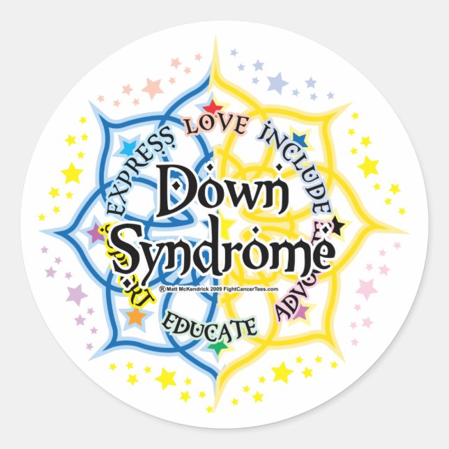 Sticker Rond Syndrome de Down Lotus (Devant)