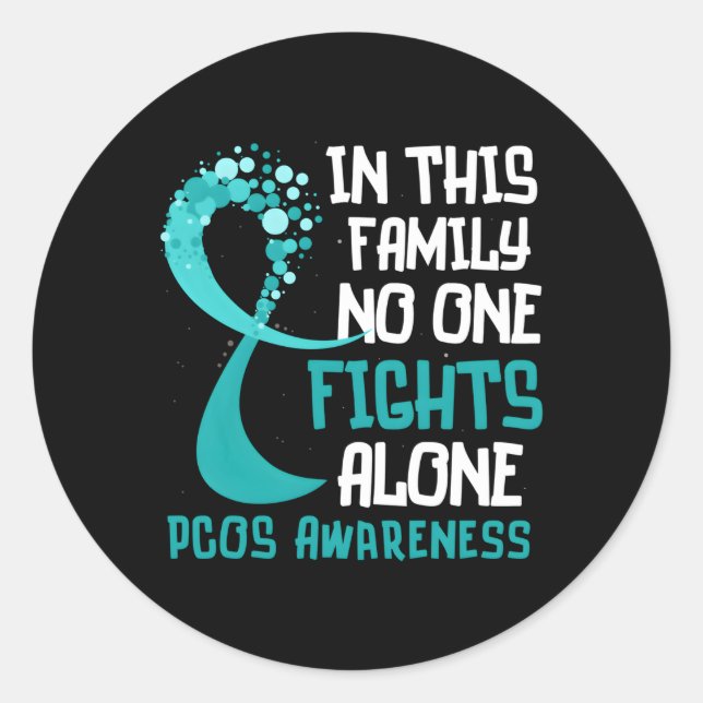 Sticker Rond Syndrome De L'Oveur Polykystique Pcos Turquoise Ri (Devant)