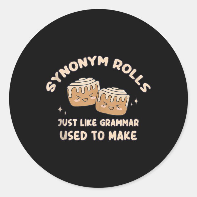 Sticker Rond Synonym Rolls Plaisanter Cinnamon Rolls Grammar Pu (Devant)