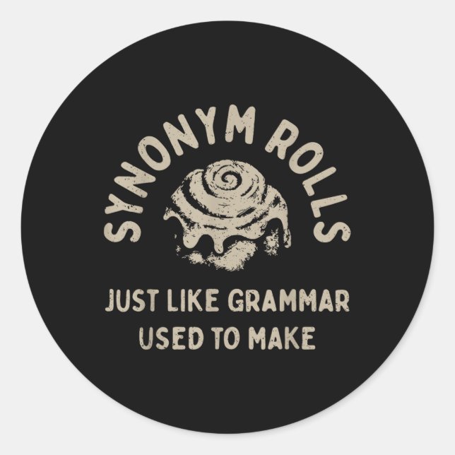 Sticker Rond Synonym Rolls Plaisanter Cinnamon Rolls Grammar Pu (Devant)