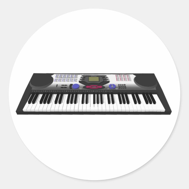 Sticker Rond Synthèse du clavier moderne : modèle 3D : (Devant)
