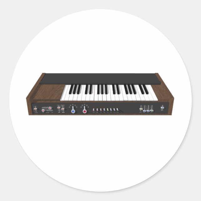 Sticker Rond Synthétiseur vintage : modèle 3D (Devant)