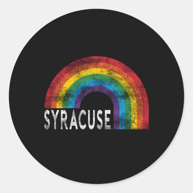 Sticker Rond Syracuse Orange Pride Rainbow (Devant)